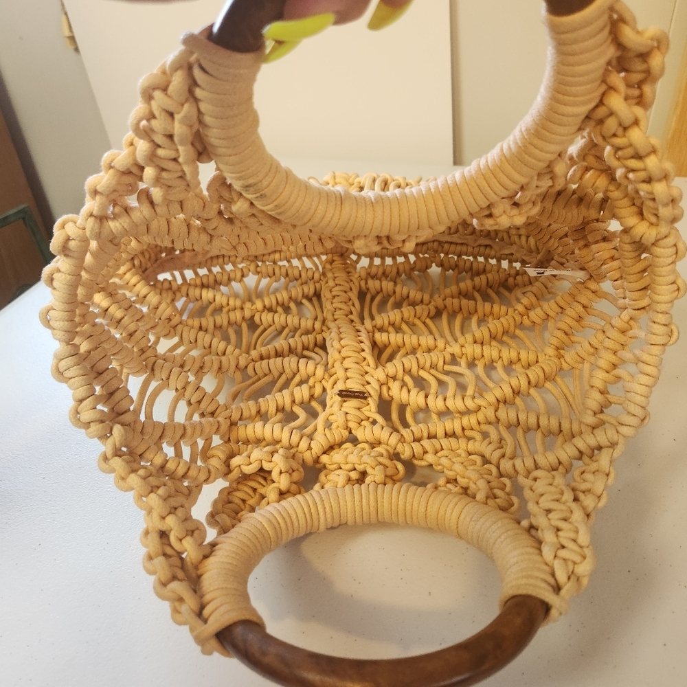 Free People Esmerelda Macrame Boho Tote Bag Purse Bohemian 1970s 70s Style Beach - Picture 4 of 10